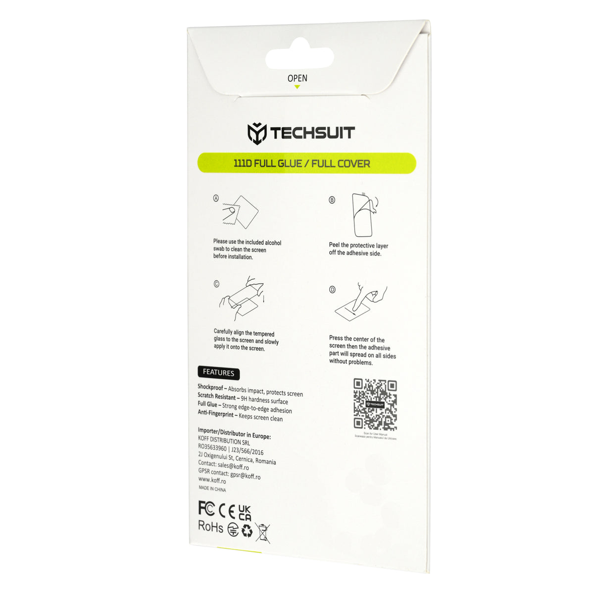 Ochranná fólia na displej Techsuit pre Xiaomi Poco F9 Ultra, tvrdené sklo, plné lepidlo, 111D, čierna