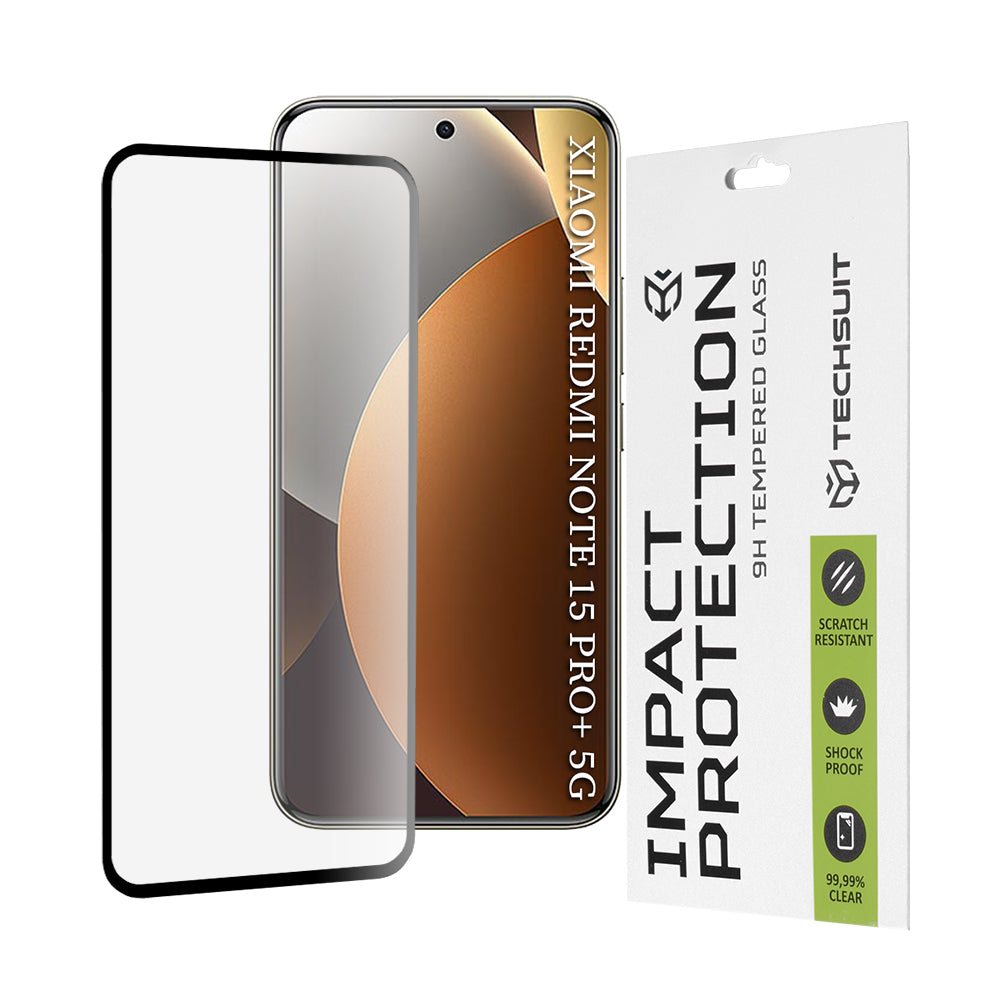Ochranná fólia Techsuit na displej pre Xiaomi Poco M8 Pro / Redmi Note 15 Pro+ 5G, Kalené sklo, Full Glue, 111D, Čierna