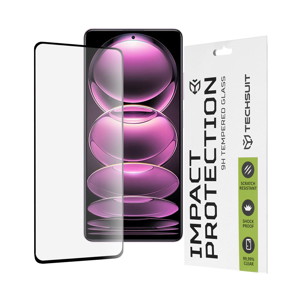 Ochranná fólia na displej Techsuit pre Xiaomi Poco X5 Pro / Redmi Note 12 Pro 5G / Note 12 Pro+, tvrdené sklo, plné lepidlo, 111D, čierna