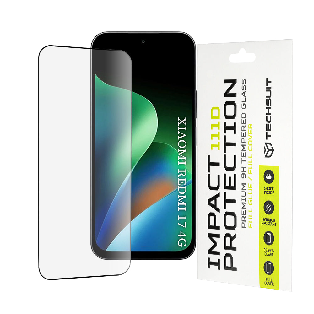 Ochranná fólia na displej Techsuit pre Xiaomi Redmi 17 5G / 17 4G, tvrdené sklo, plné lepidlo, 111D, čierna