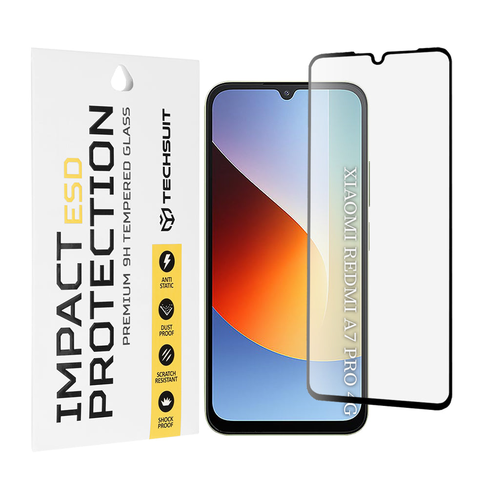 Ochranná fólia na displej Techsuit pre Xiaomi Redmi A7 Pro 4G, tvrdené sklo, plné lepidlo, čierna