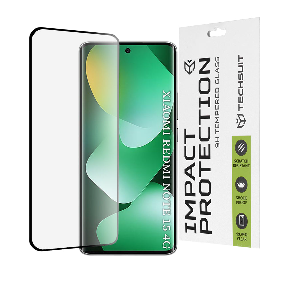 Ochranná fólia Techsuit na displej pre Xiaomi Redmi Note 15 4G, Tvrdené sklo, Full Glue, 111D, Čierna