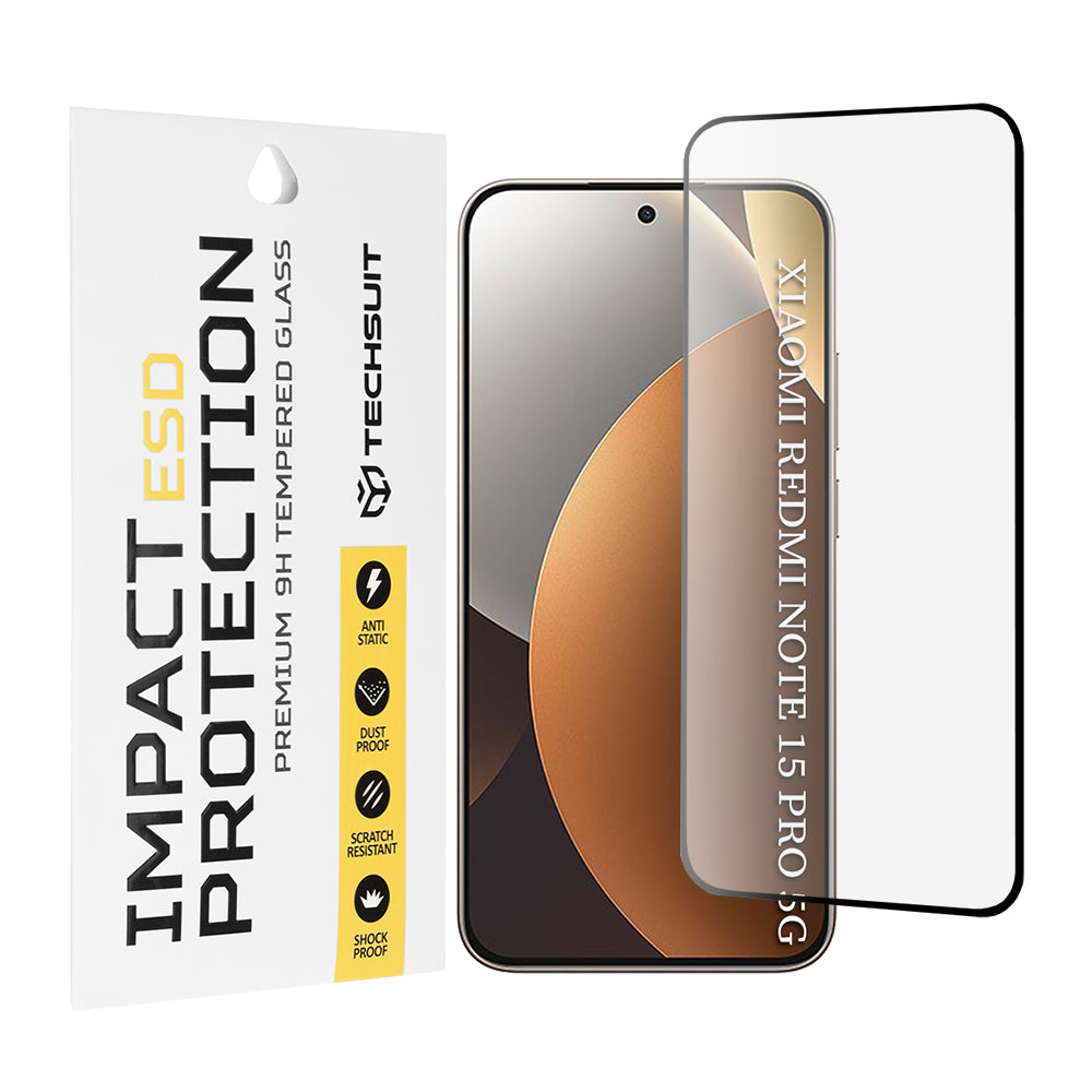 Ochranná fólia na displej Techsuit pre Xiaomi Redmi Note 15 Pro 5G, Tvrdené sklo, Full Glue, Čierna