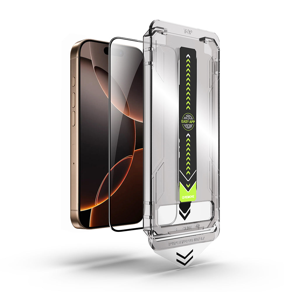 Ochranná fólia na displej Techsuit TitanGlass pre Apple iPhone 17 / 16 Pro, Kalené sklo, Full Glue, Čierna