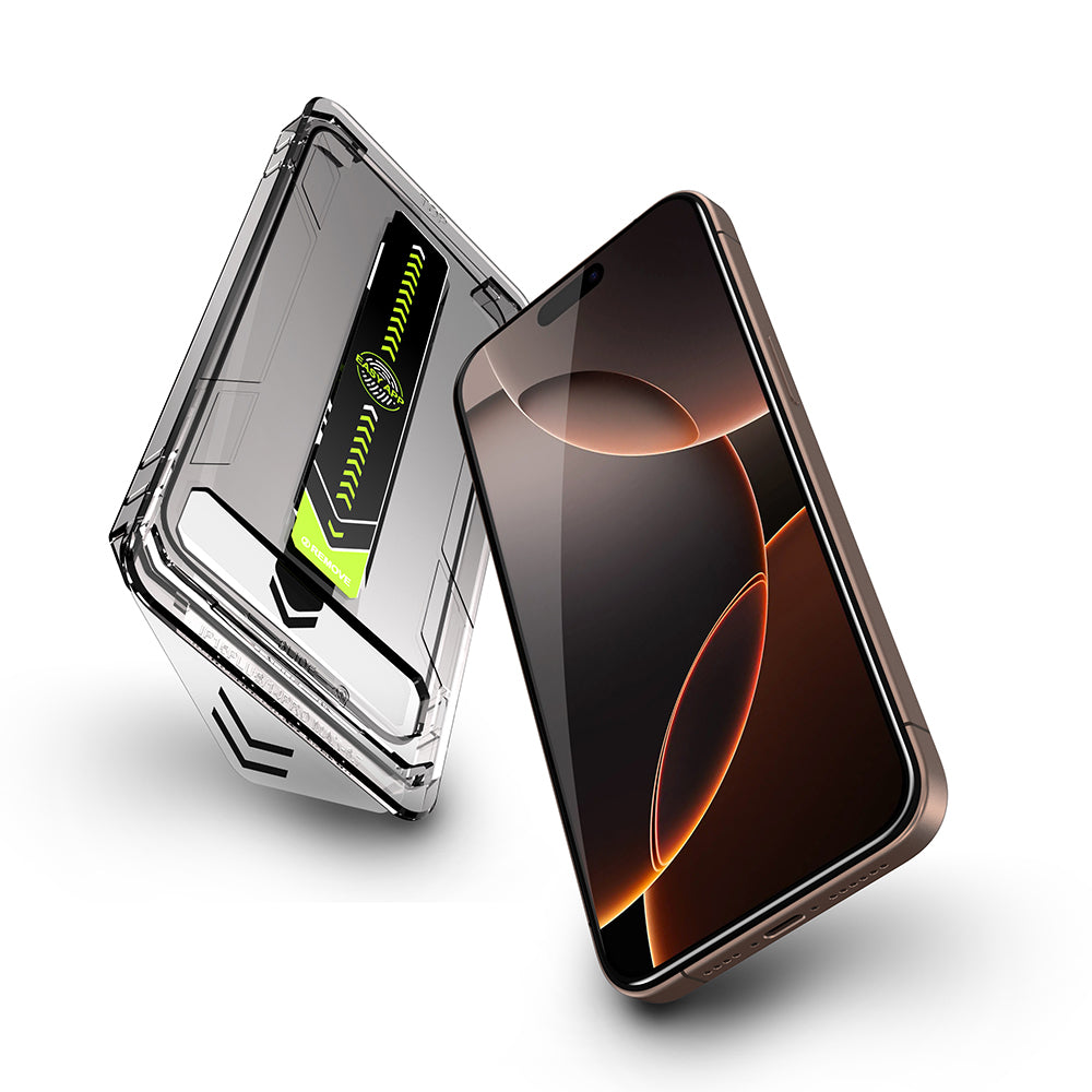 Ochranná fólia na displej Techsuit TitanGlass pre Apple iPhone 17 / 16 Pro, Kalené sklo, Full Glue, Čierna