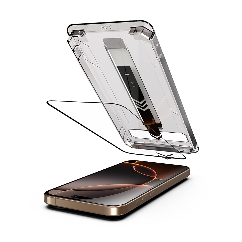 Ochranná fólia na displej Techsuit TitanGlass pre Apple iPhone 17 / 16 Pro, Kalené sklo, Full Glue, Čierna