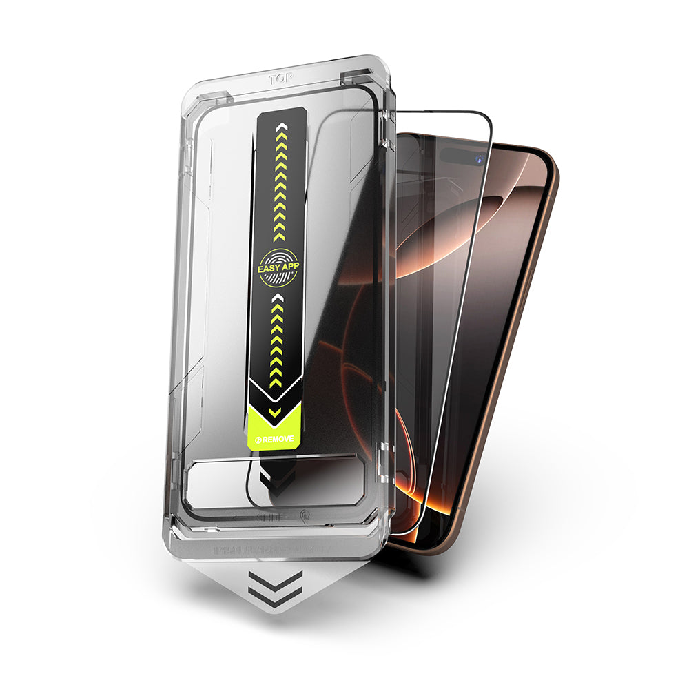 Ochranná fólia na displej Techsuit TitanGlass pre Apple iPhone 17 / 16 Pro, Kalené sklo, Full Glue, Čierna