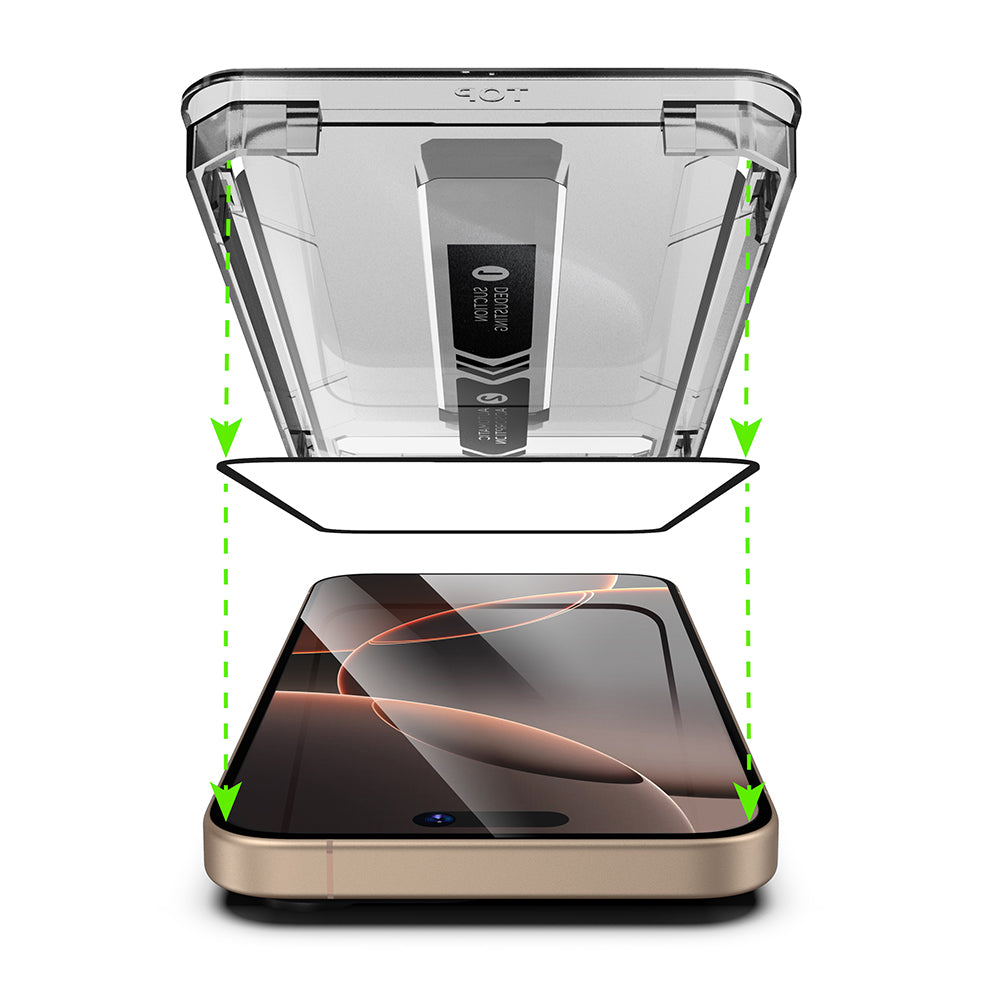 Ochranná fólia na displej Techsuit TitanGlass pre Apple iPhone 17 / 16 Pro, Kalené sklo, Full Glue, Čierna