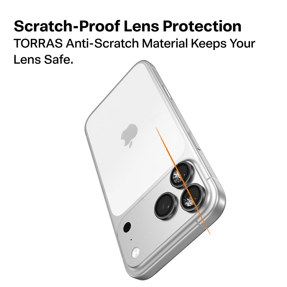 Ochranná fólia na zadnú kameru Torras Lensguard pre Apple iPhone 17 Pro Max / 17 Pro, tvrdené sklo, oranžová
