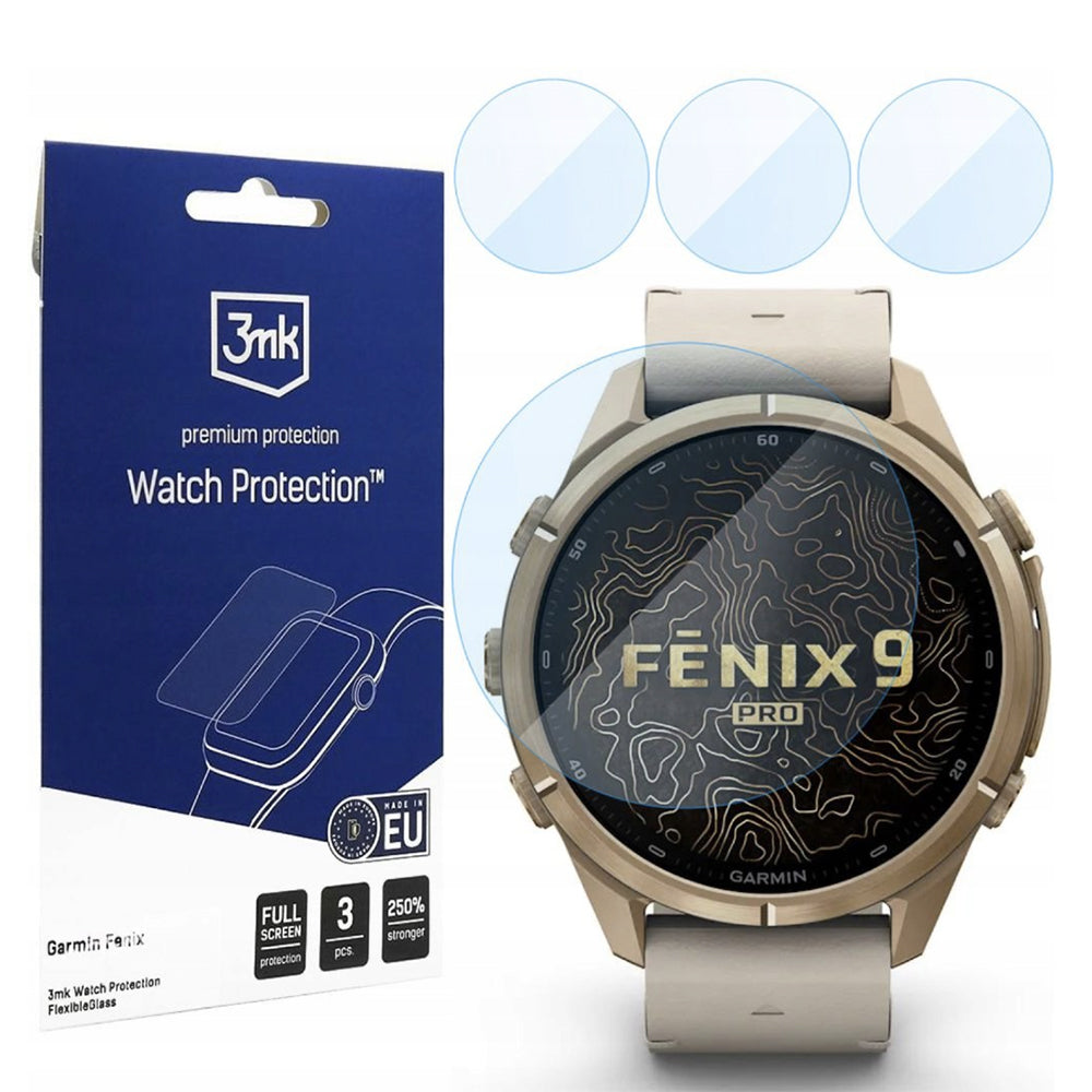 Ochranná fólia 3MK FlexibleGlass pre Garmin Fenix 9 Pro 43mm, Sada 3 kusov, Flexibilné sklo