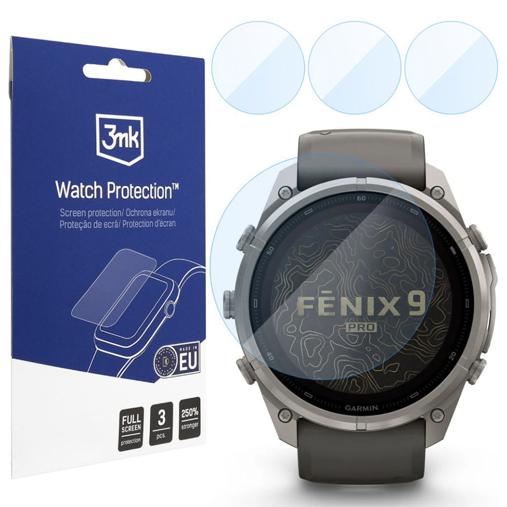 Ochranná fólia 3MK FlexibleGlass pre Garmin Fenix 9 Pro Solar 51mm, Sada 3 kusov, Flexibilné sklo