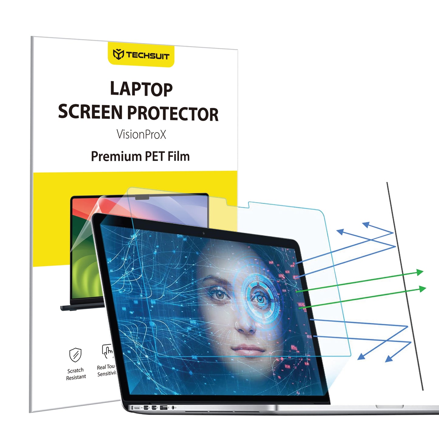 Fólia na ochranu obrazovky Anti Blue Light Techsuit VisionProX pre Apple MacBook Air M3 15inch (2024) / Air M2 15inch (2023), Plastová