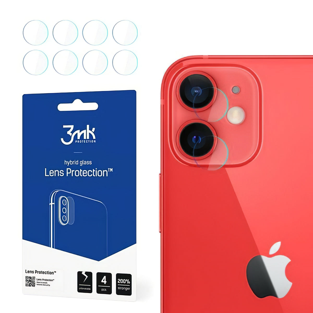 Ochranná fólia na zadnú kameru 3MK Protection pre Apple iPhone 12, flexibilné sklo, sada 4 kusov, priehľadná