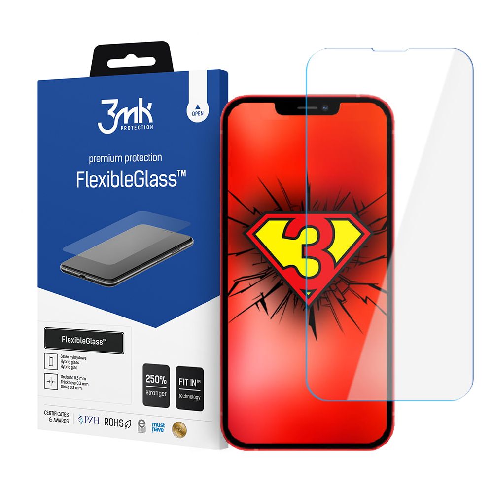 Ochranná fólia na displej 3MK FlexibleGlass pre Apple iPhone 17e / 16e / 14 / 13 Pro, flexibilné sklo, plné lepidlo
