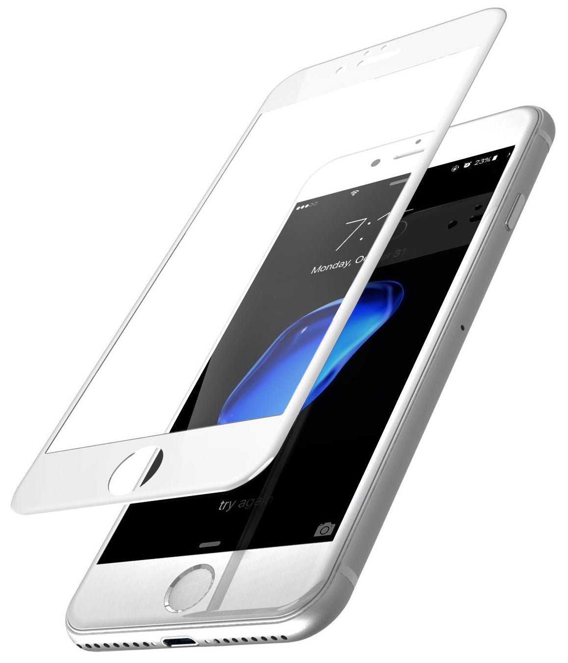 Ochranná fólia na displej OEM pre Apple iPhone SE (2022) / SE (2020) / 8, Tvrdené sklo, Full Glue, 5D, Biela
