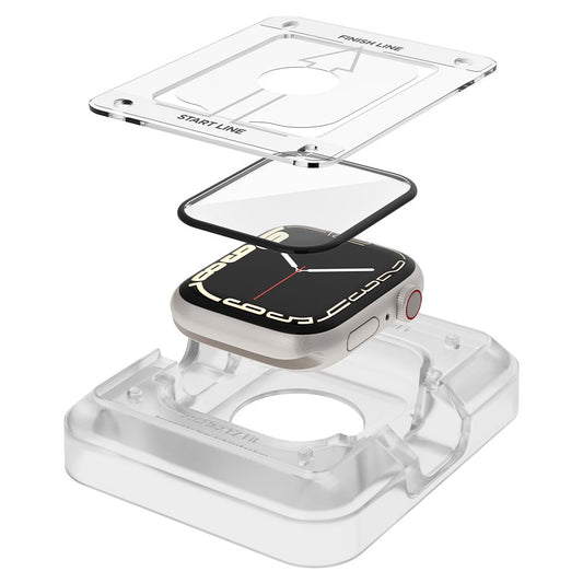 Ochranná fólia Spigen ProFlex EZ FIT pre Apple Watch 9 / 8 / 7 45mm Series, Sada 2 kusy, Flexibilné sklo, Čierna AFL04051