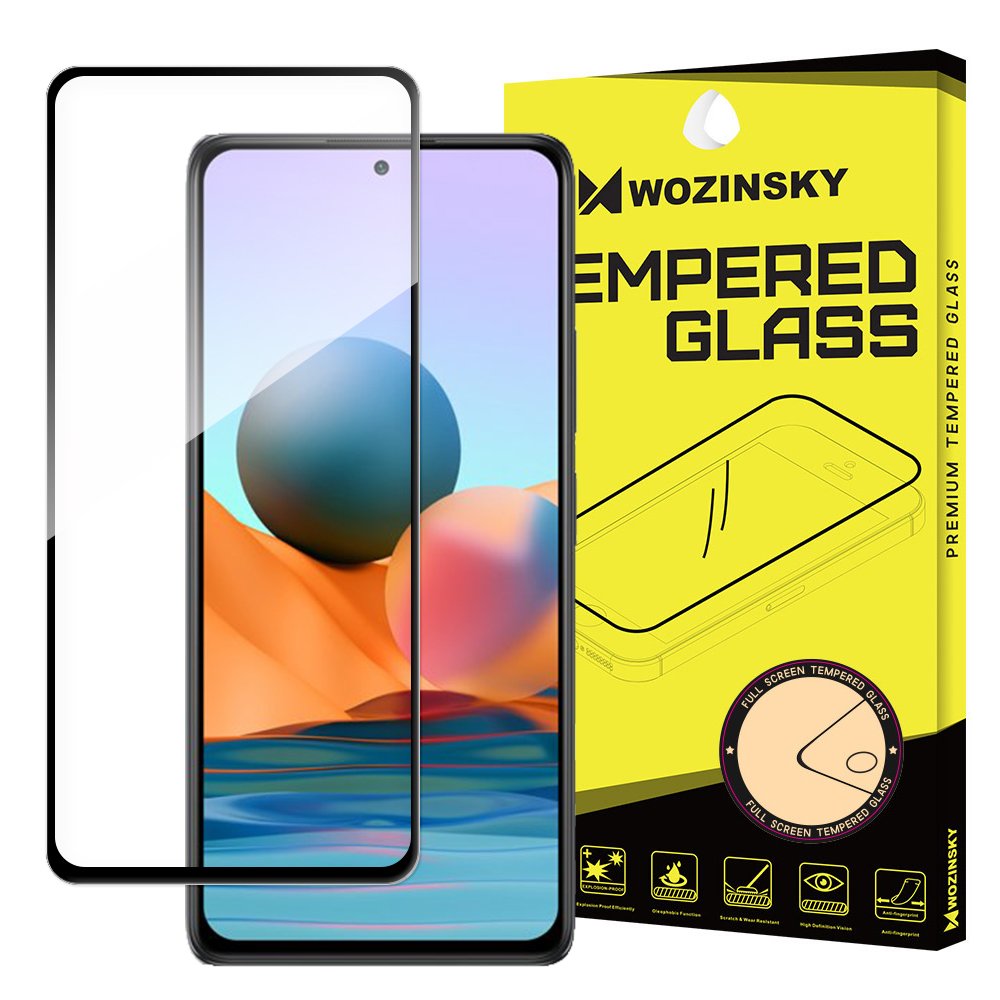 Ochranná fólia na displej WZK pre Xiaomi 12T / 12T Pro / Redmi Note 10 Pro, Tvrdené sklo, Full Glue, Čierna
