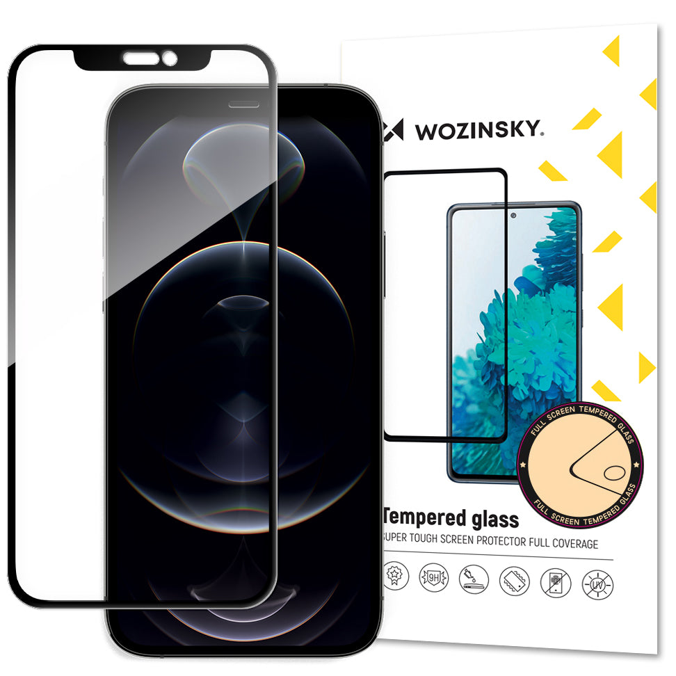 Ochranná fólia na displej WZK pre Apple iPhone 17e / 16e / 14 / 13 Pro, Tvrdené sklo, Full Glue, Čierna