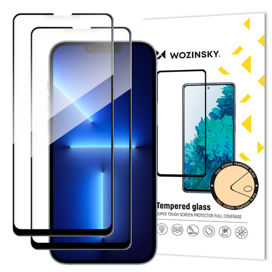 WZK Screen Protector pre Apple iPhone 13 Pro Max, ochranné sklo, celoplošné lepenie, sada 2 ks, čierna