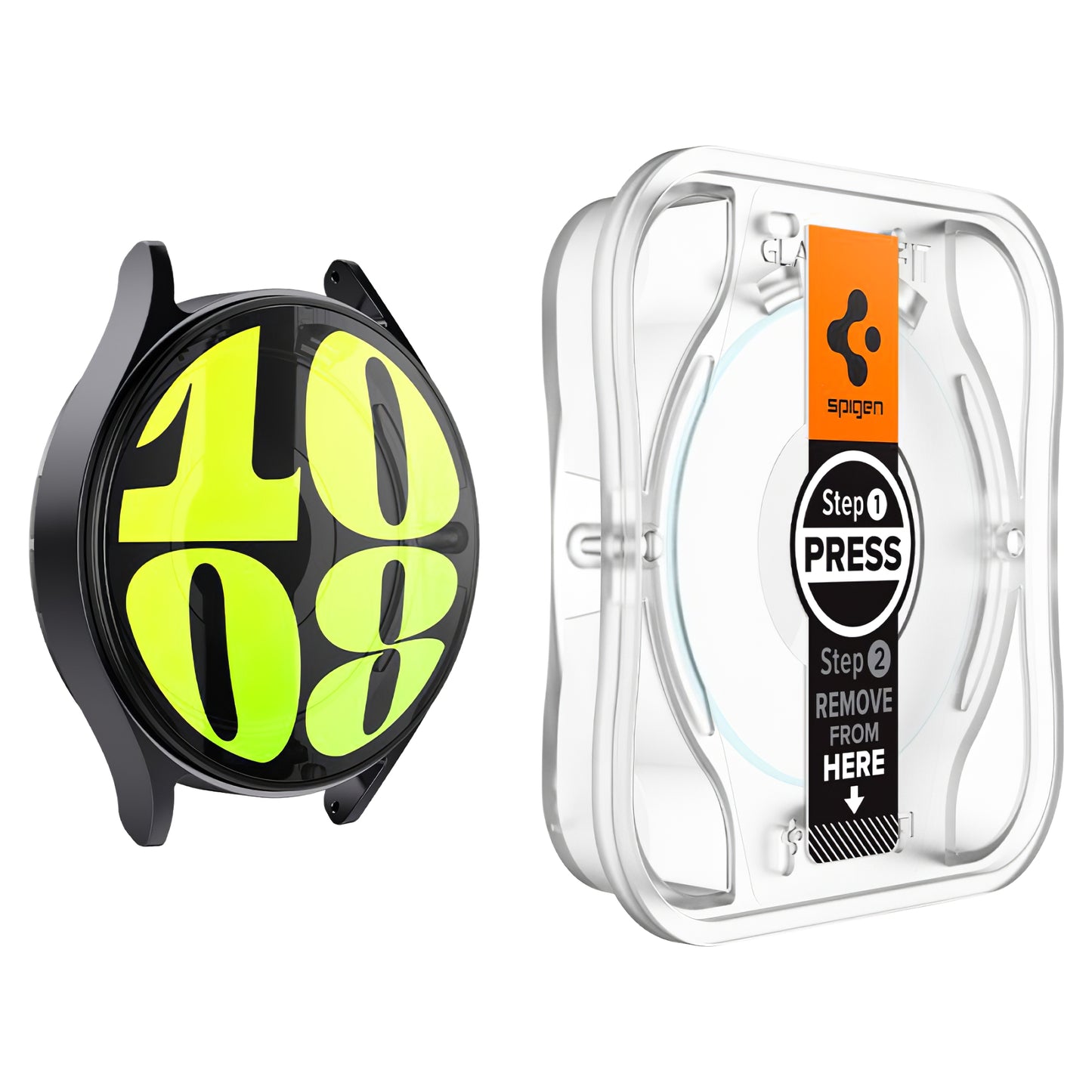 Ochranná fólia Spigen GlastR EZ FIT pre Samsung Galaxy Watch7 / Watch6 / Watch5 / Watch4 44mm Series, Sada 2 kusy, Tvrdené sklo AGL08493