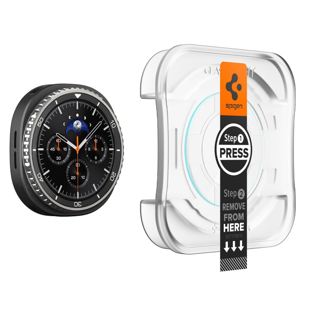 Ochranná fólia Spigen GlastR EZ FIT pre Samsung Galaxy Watch8 Classic, Sada 2 kusy, Tvrdené sklo AGL09877