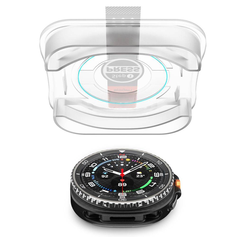Ochranná fólia Spigen GlastR EZ FIT pre Samsung Galaxy Watch8 Classic, Sada 2 kusy, Tvrdené sklo AGL09877