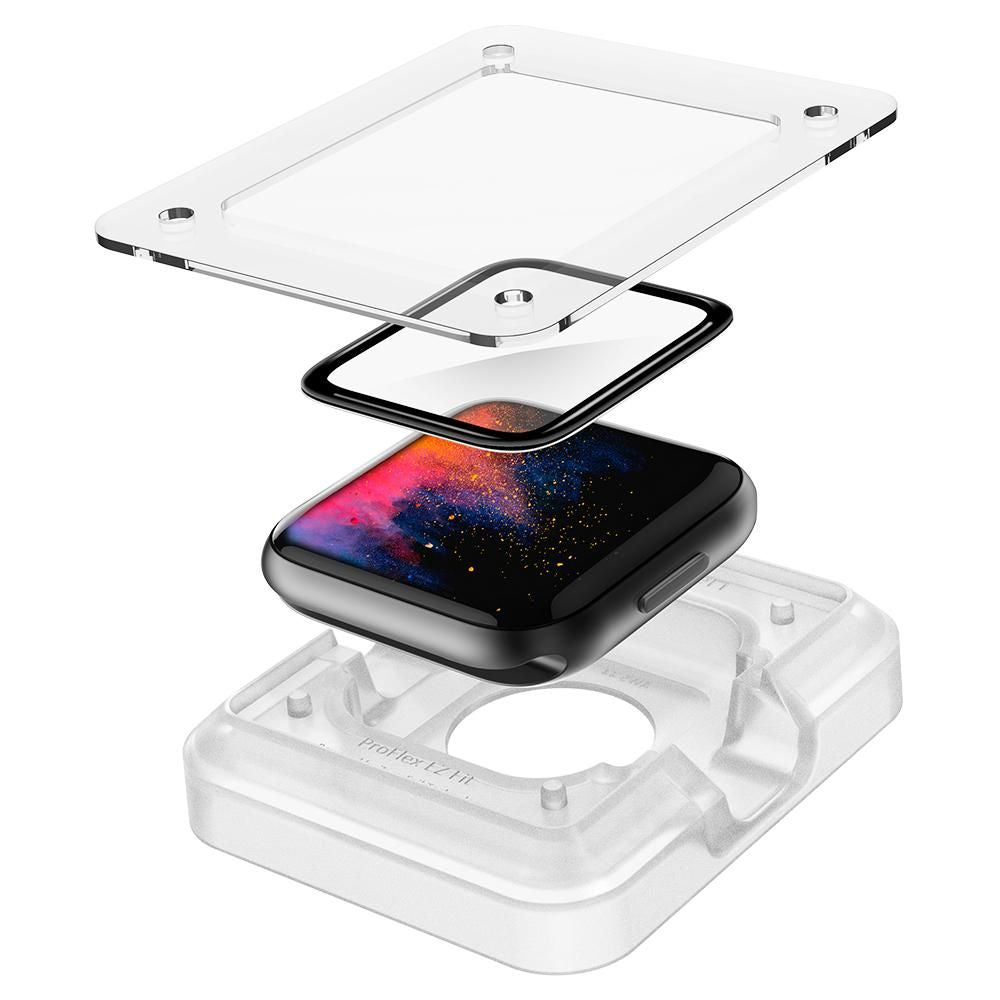 Ochranná fólia Spigen ProFlex EZ FIT pre Apple Watch 44mm Series, Sada 2 kusy, Flexibilné sklo, Čierna