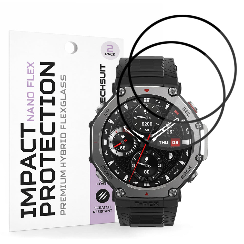 Ochranná fólia Techsuit Nano Flex pre Amazfit T-Rex 3, Sada 2 kusy, Plast, Čierna