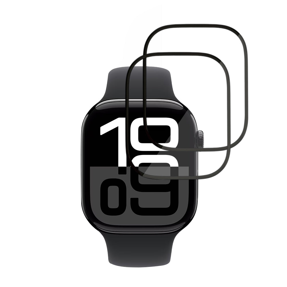 Fólia na ochranu Techsuit Nano Flex pre Apple Watch Series 10 / 11 46mm, Sada 2 kusy, Plastová, Čierna