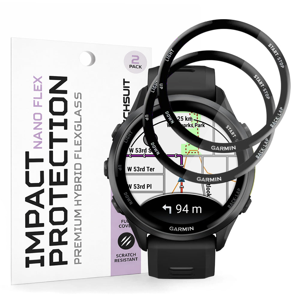 Ochranná fólia Techsuit Nano Flex pre Garmin Forerunner 570 47mm / 970, Sada 2 kusy, Plastová, Čierna