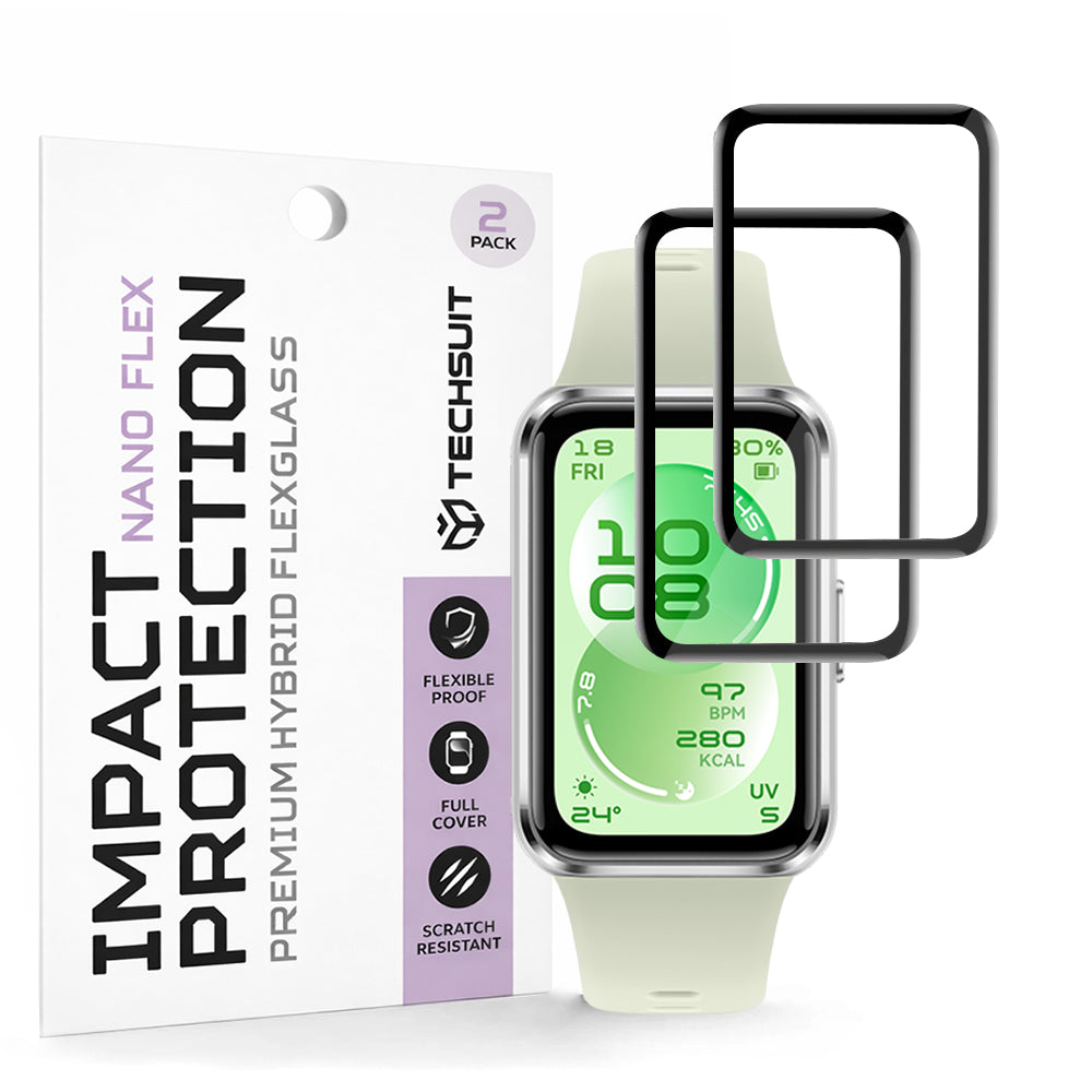 Fólia na ochranu Techsuit Nano Flex pre Huawei Band 11, Sada 2 kusy, Plast, Čierna