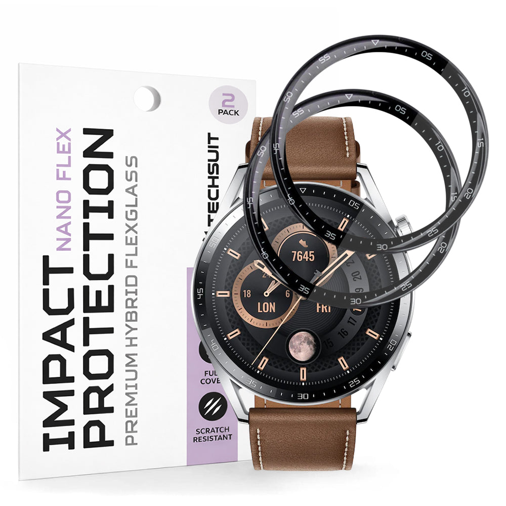 Ochranná fólia Techsuit Nano Flex pre Huawei Watch GT 3 46mm, Sada 2 kusy, Plastová, Čierna