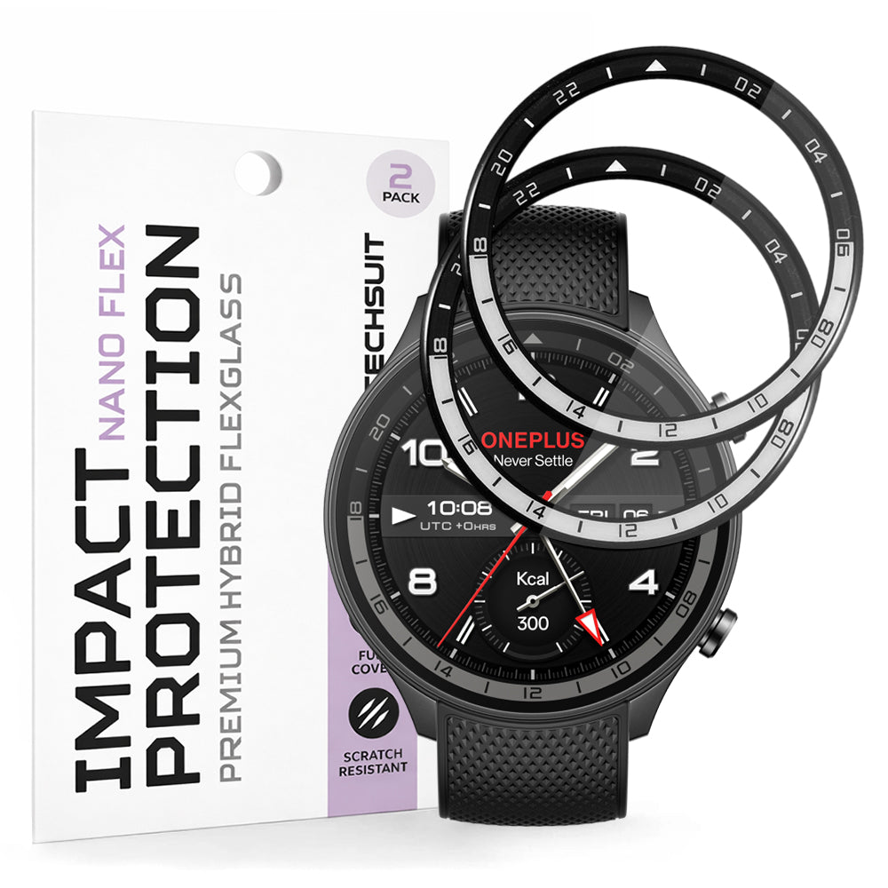 Fólia na ochranu Techsuit Nano Flex pre OnePlus Watch 2R, Sada 2 kusy, Plast, Čierna