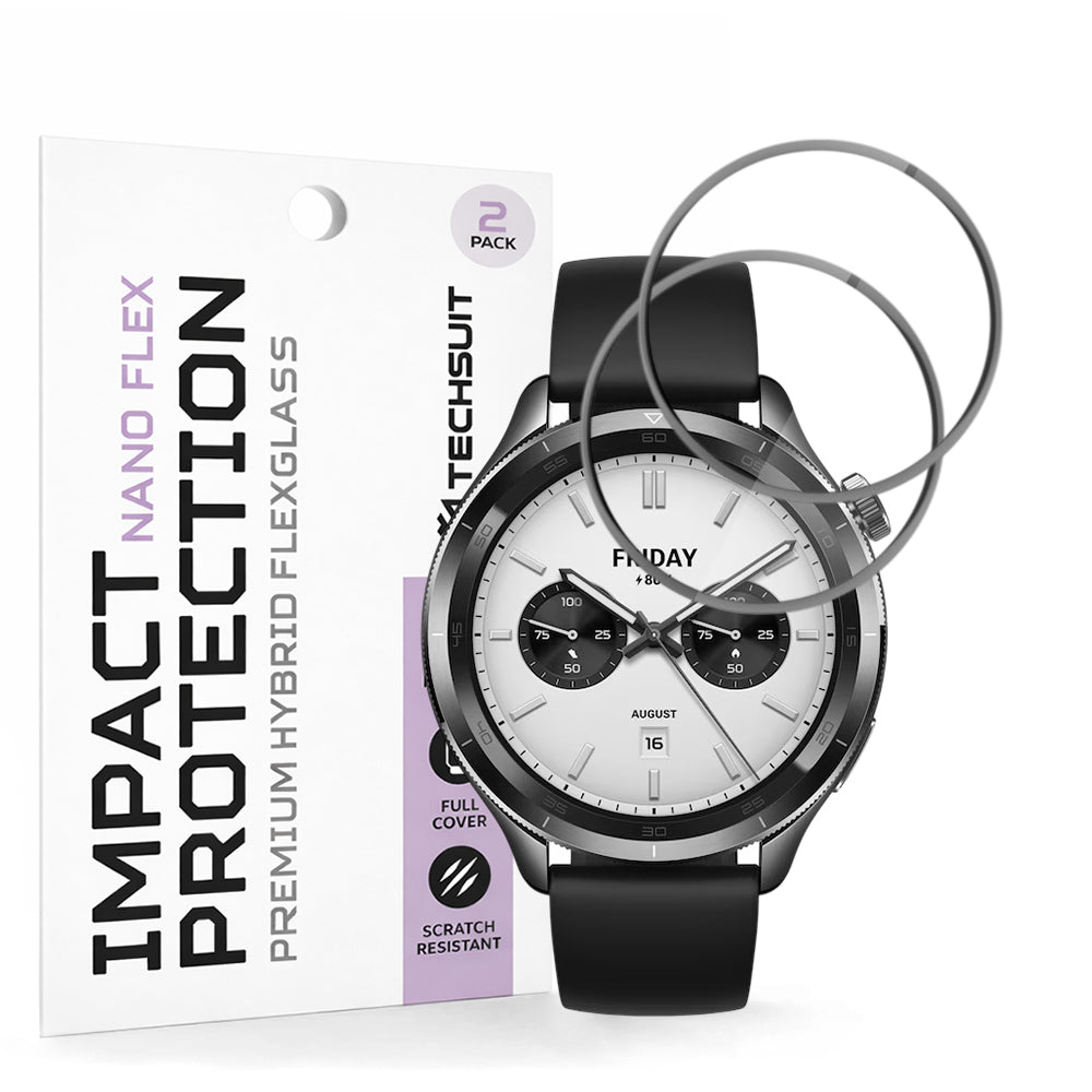 Fólia na ochranu Techsuit Nano Flex pre Xiaomi Watch S4, Sada 2 kusy, Plast, Čierna