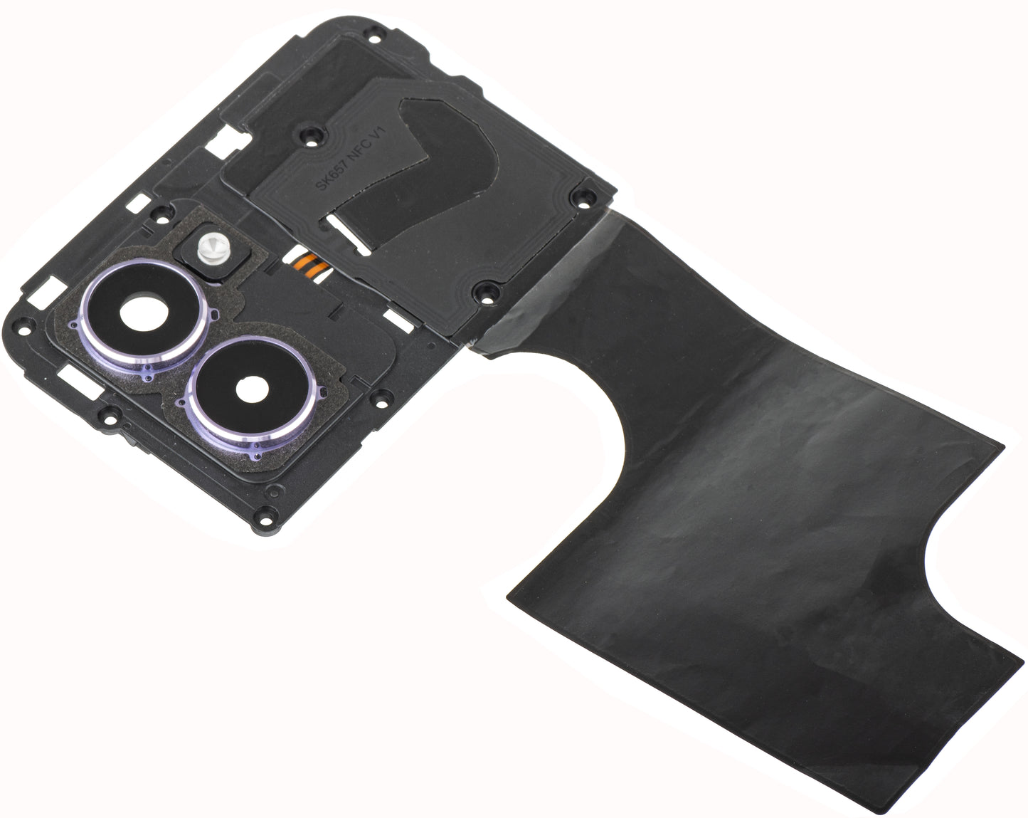 Zadné sklo kamery - Blesk - Vnútorný rám - NFC anténa HMD Pulse Pro, s rámom, Fialová (Twilight Purple), Service Pack 286954416