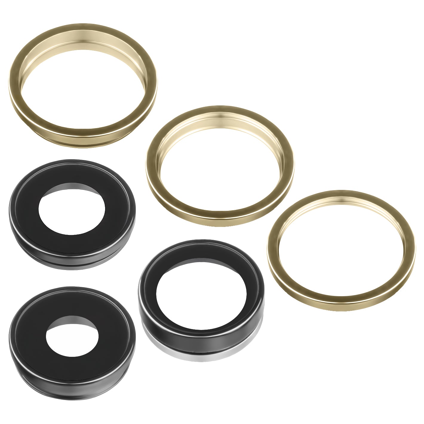 Sklo na zadný fotoaparát Apple iPhone 13 Pro Max / 13 Pro, širokouhlé + ultraširokouhlé + teleobjektív, s rámčekom, zlaté