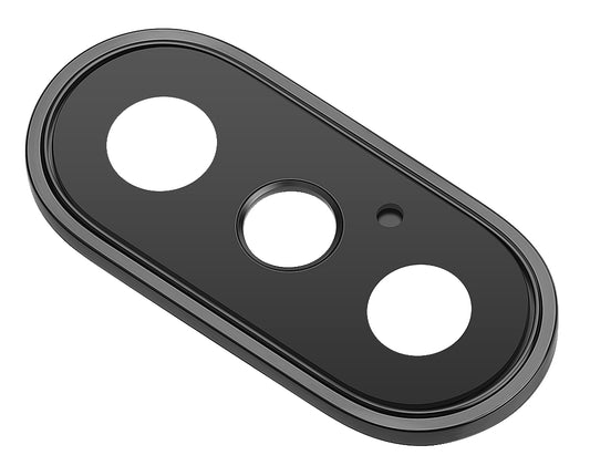 Sklo na zadný fotoaparát Apple iPhone X, s rámom, čierne