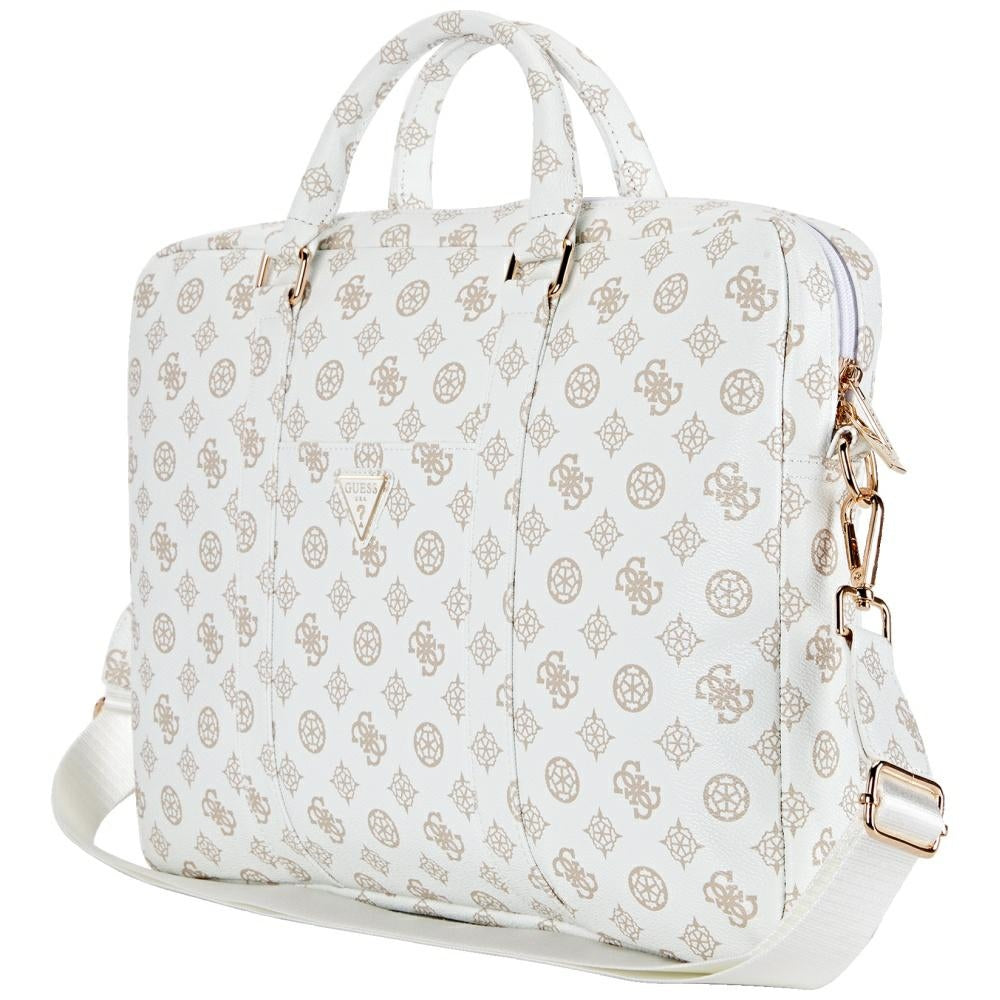 Taška Guess Peony Triangle Logo pre Laptop 16inch, Biela