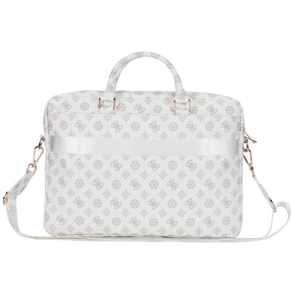 Taška Guess Peony Triangle Logo pre Laptop 16inch, Biela