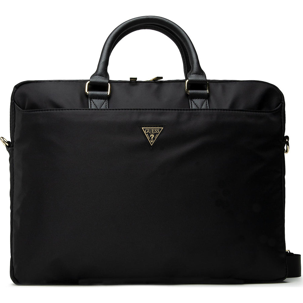 Taška Guess Triangle Logo na laptop 16 palcov, čierna