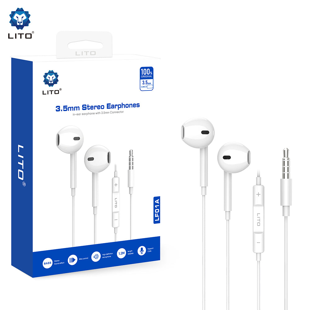 Handsfree 3.5mm Lito LF01A, Biela