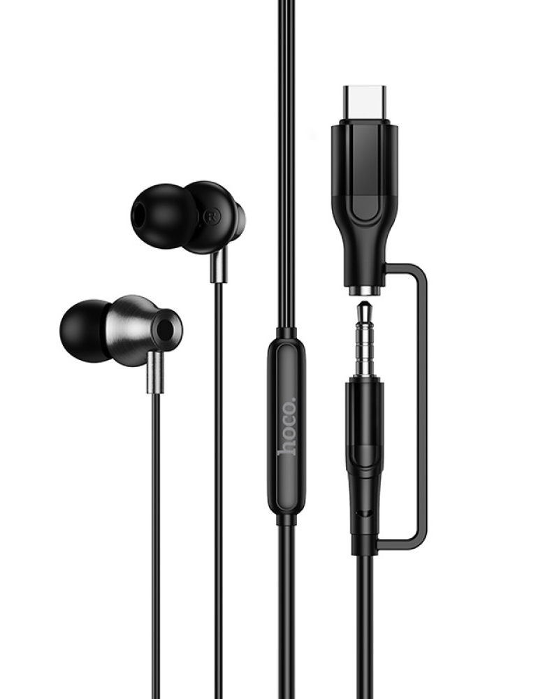 Handsfree 3,5 mm / USB-C HOCO M119A, čierny