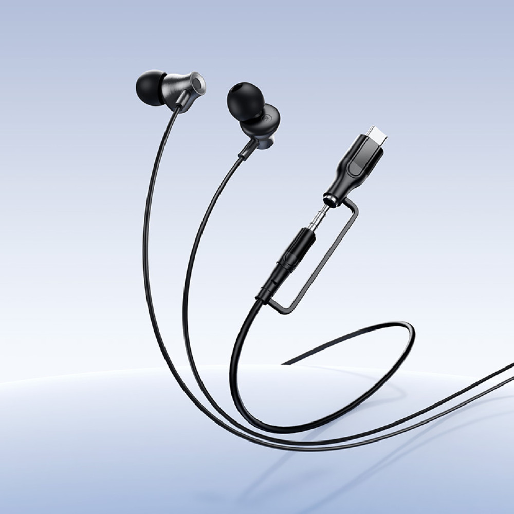 Handsfree 3,5 mm / USB-C HOCO M119A, čierny