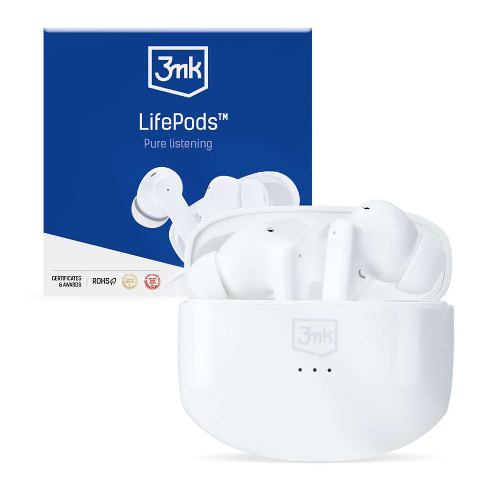 Handsfree Bluetooth 3MK LIFEPODS, TWS, ANC, Biela