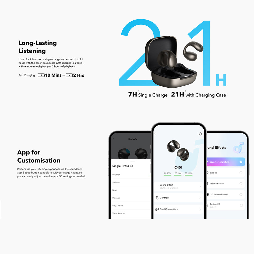Handsfree Bluetooth Anker SoundCore C40i, TWS, MultiPoint, Čierna A3331GZ1