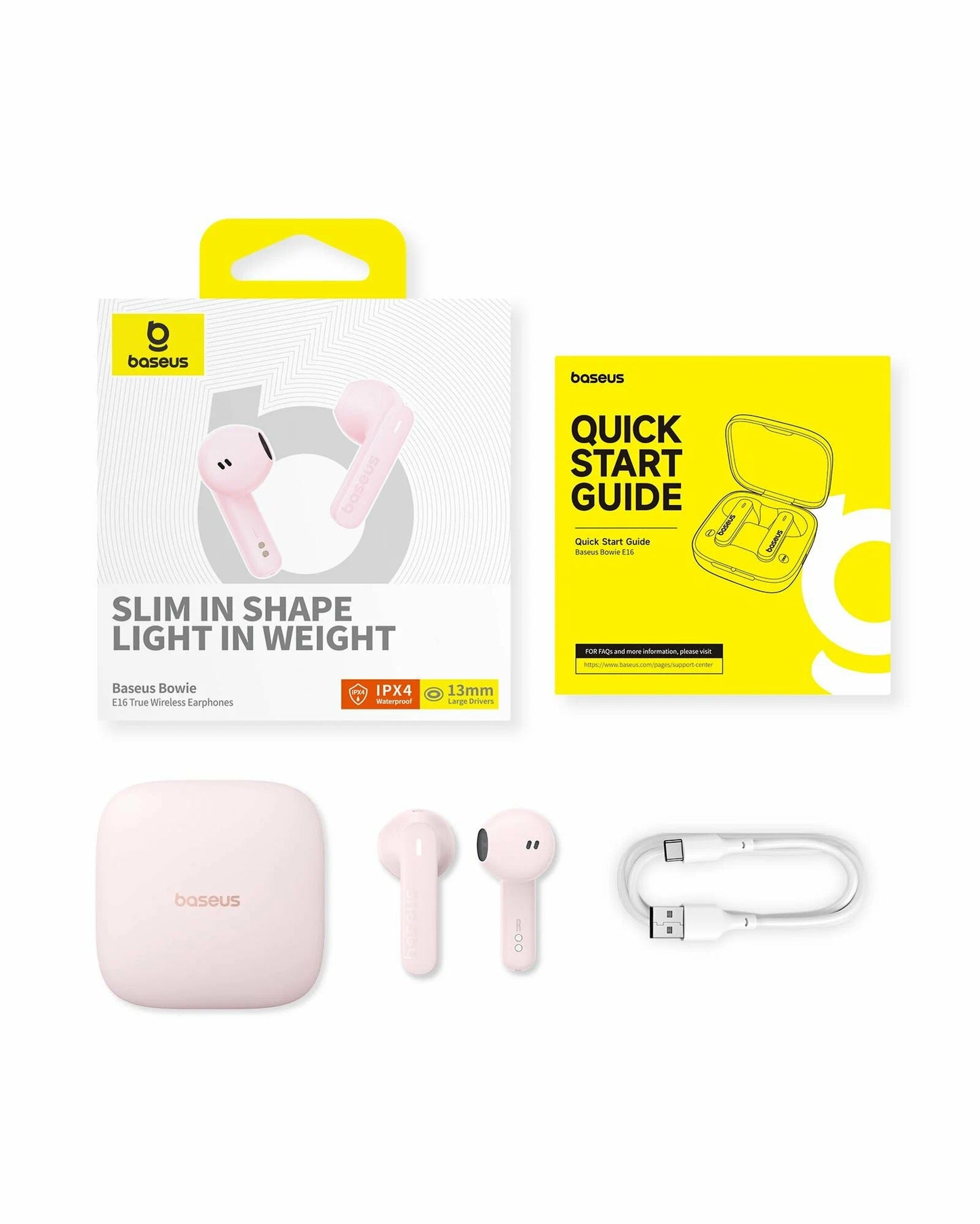 Handsfree Bluetooth Baseus Bowie E16, TWS, Ružová A00061900413-01