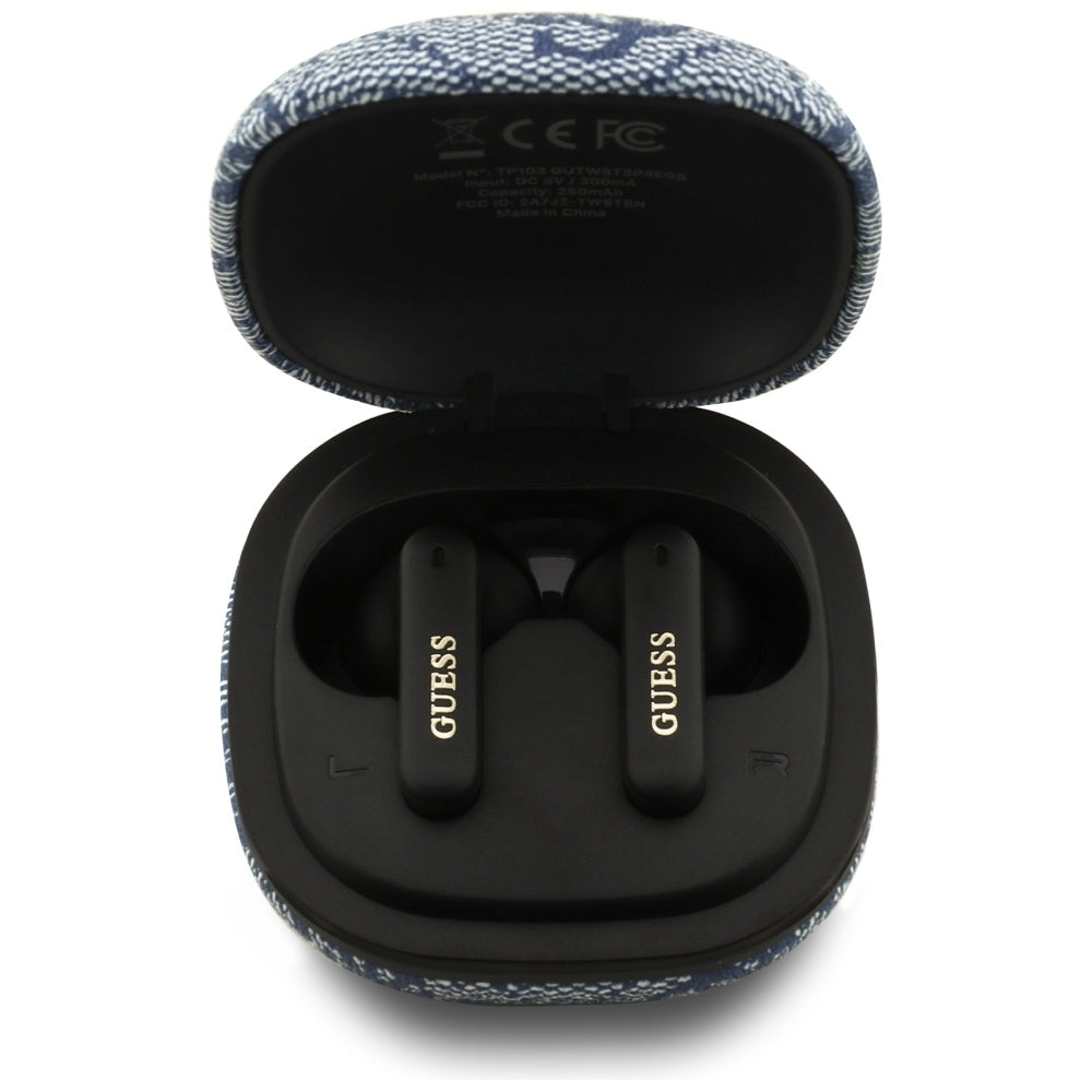 Handsfree Bluetooth Guess 4G Classic Metal Logo, TWS, Blue