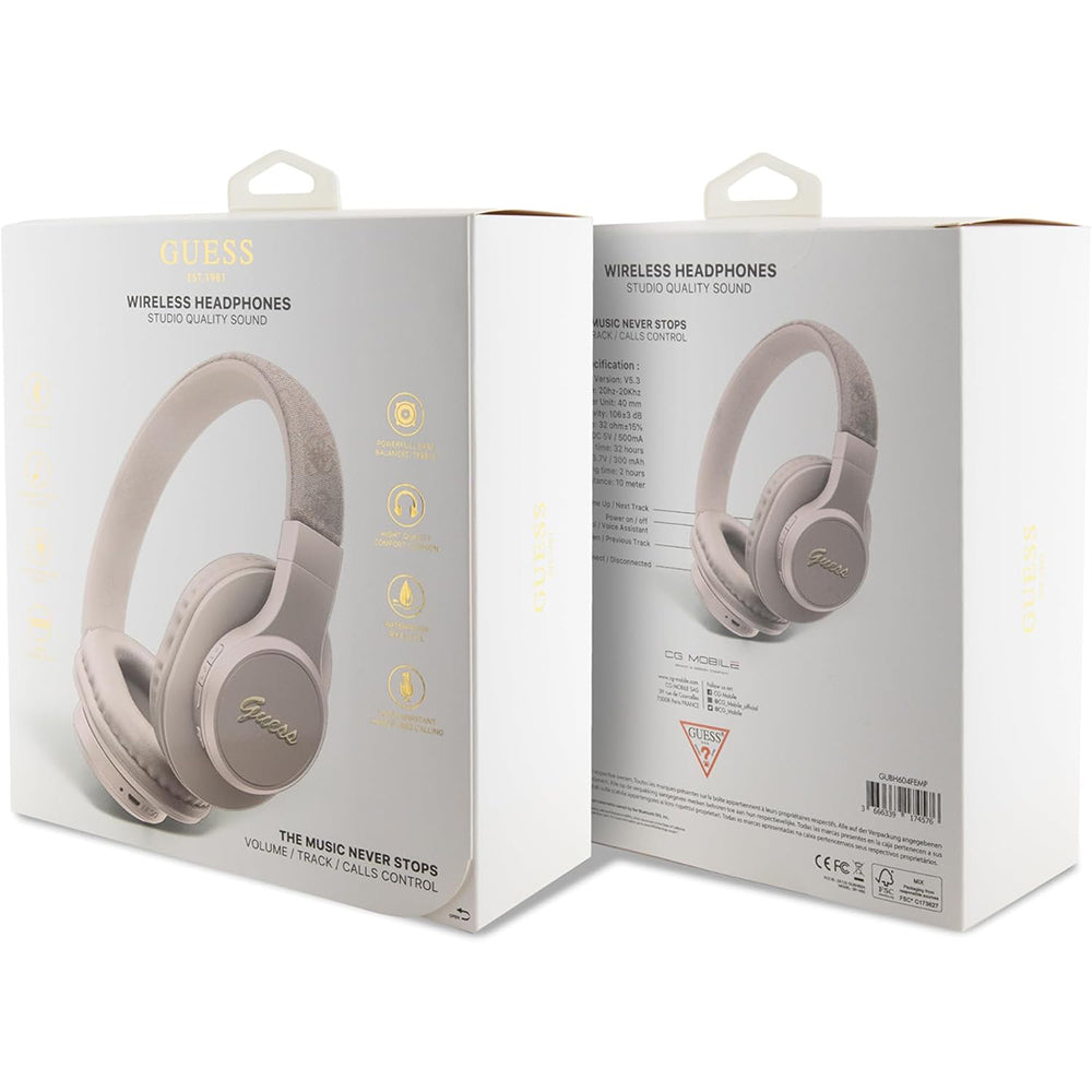Handsfree Bluetooth Guess 4G Tone on Tone Script Logo, A2DP, Ružový