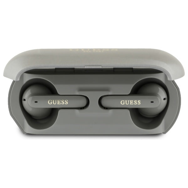 Handsfree Bluetooth Guess Elongated Metallic Printed Logo, TWS, Sivá