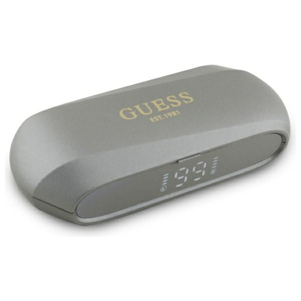 Handsfree Bluetooth Guess Elongated Metallic Printed Logo, TWS, Sivá
